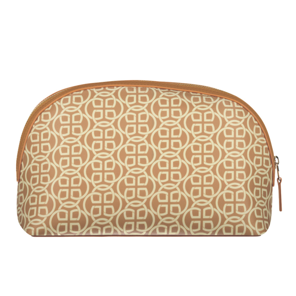 g pattern fabric wash bag toilettilaukku, caramel beige