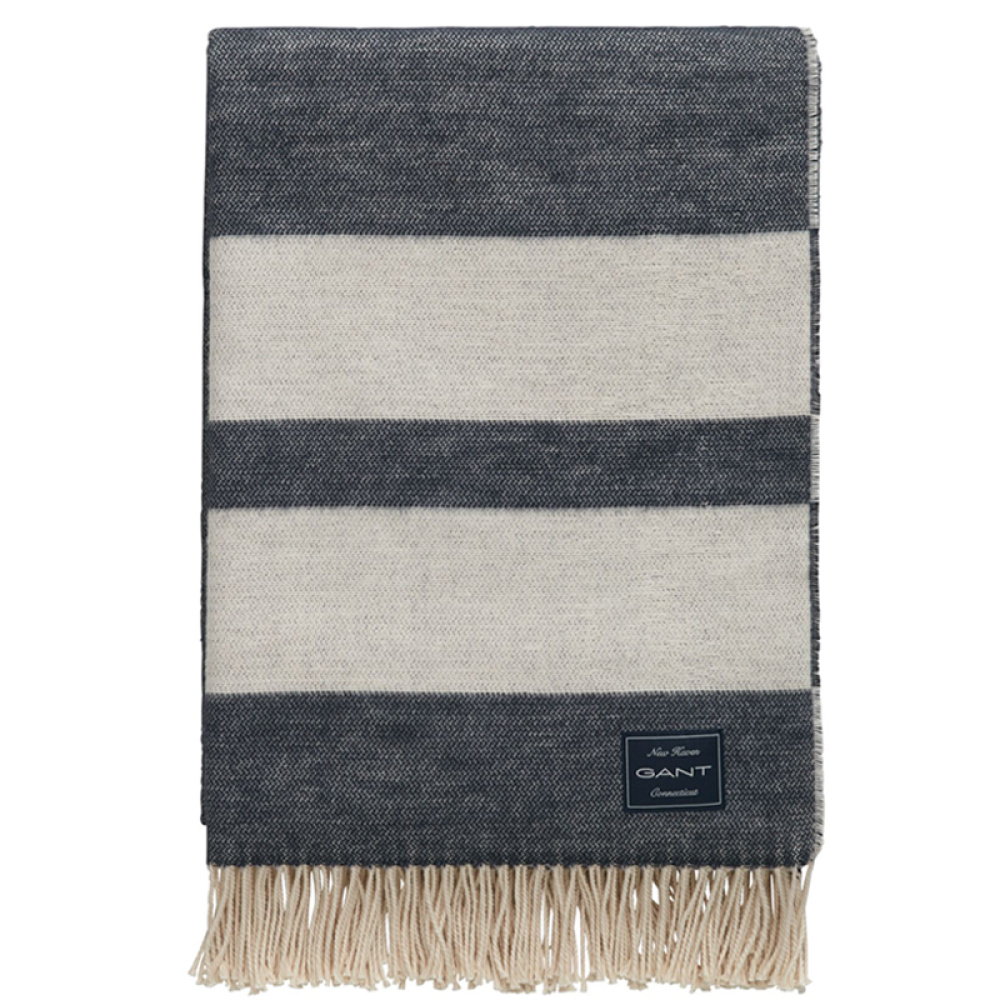 gant cotton stripe throw torkkupeitto, marine