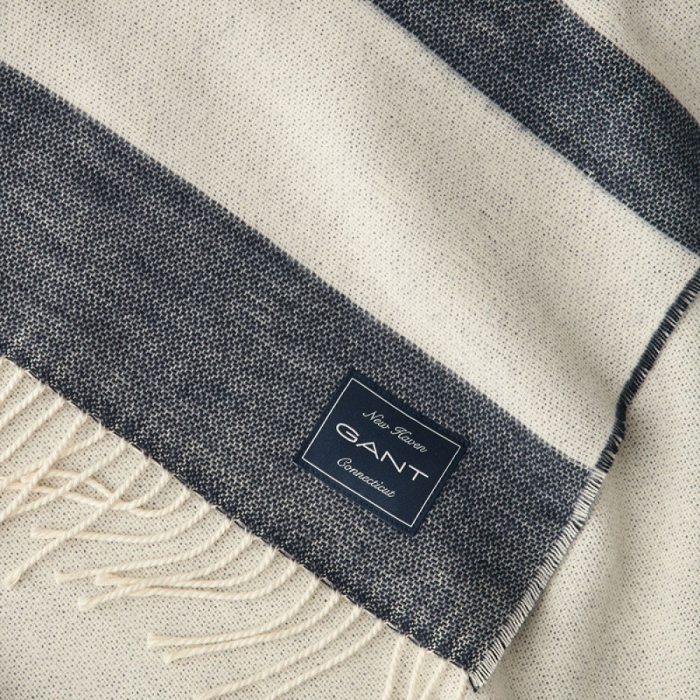 gant cotton stripe throw torkkupeitto, marine