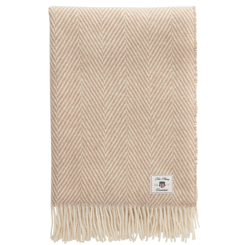 gant herringbone wool throw torkkupeitto, dark khaki